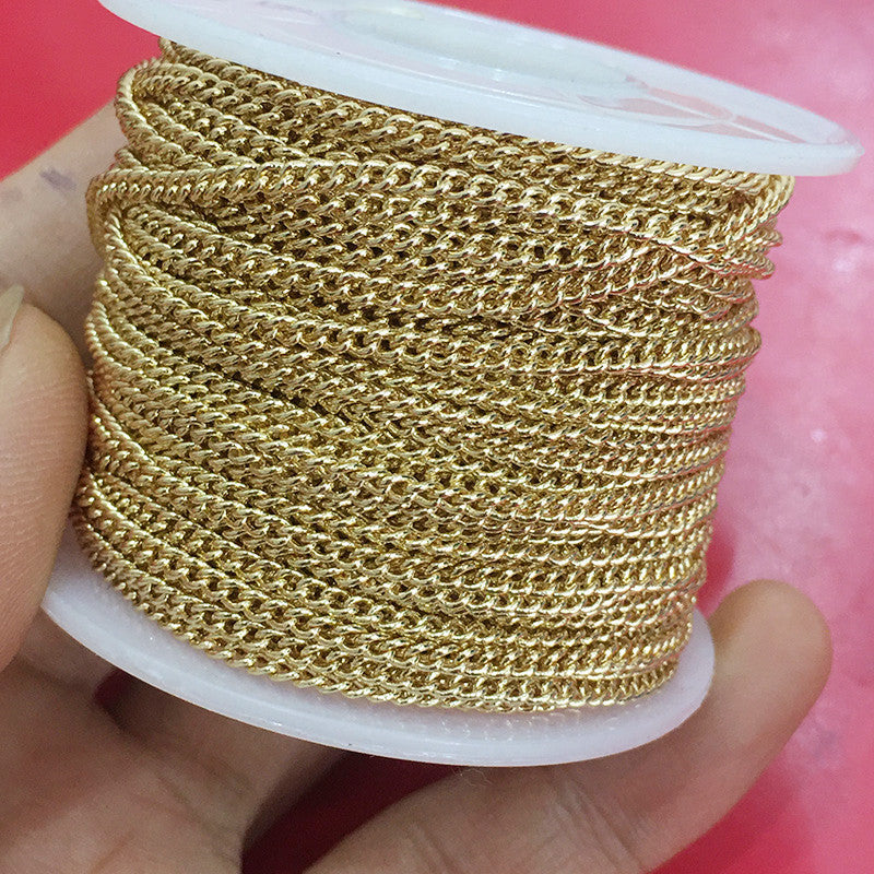 6.56 Feet/2M 14K Gold Filled Circle Chain Compact Necklace Bracelet Chains Roll White Gold Rose Gold For Jewelry Making Kit Chains Doki Decor 14K Gold  