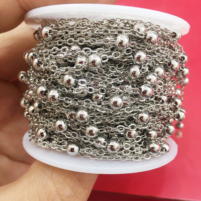 6.56 Feet/2M 14K Gold Filled Beads Circle Chain Necklace Bracelet Chains Roll White Gold Rose Gold For Jewelry Making Kit Chains Doki Decor White Gold  