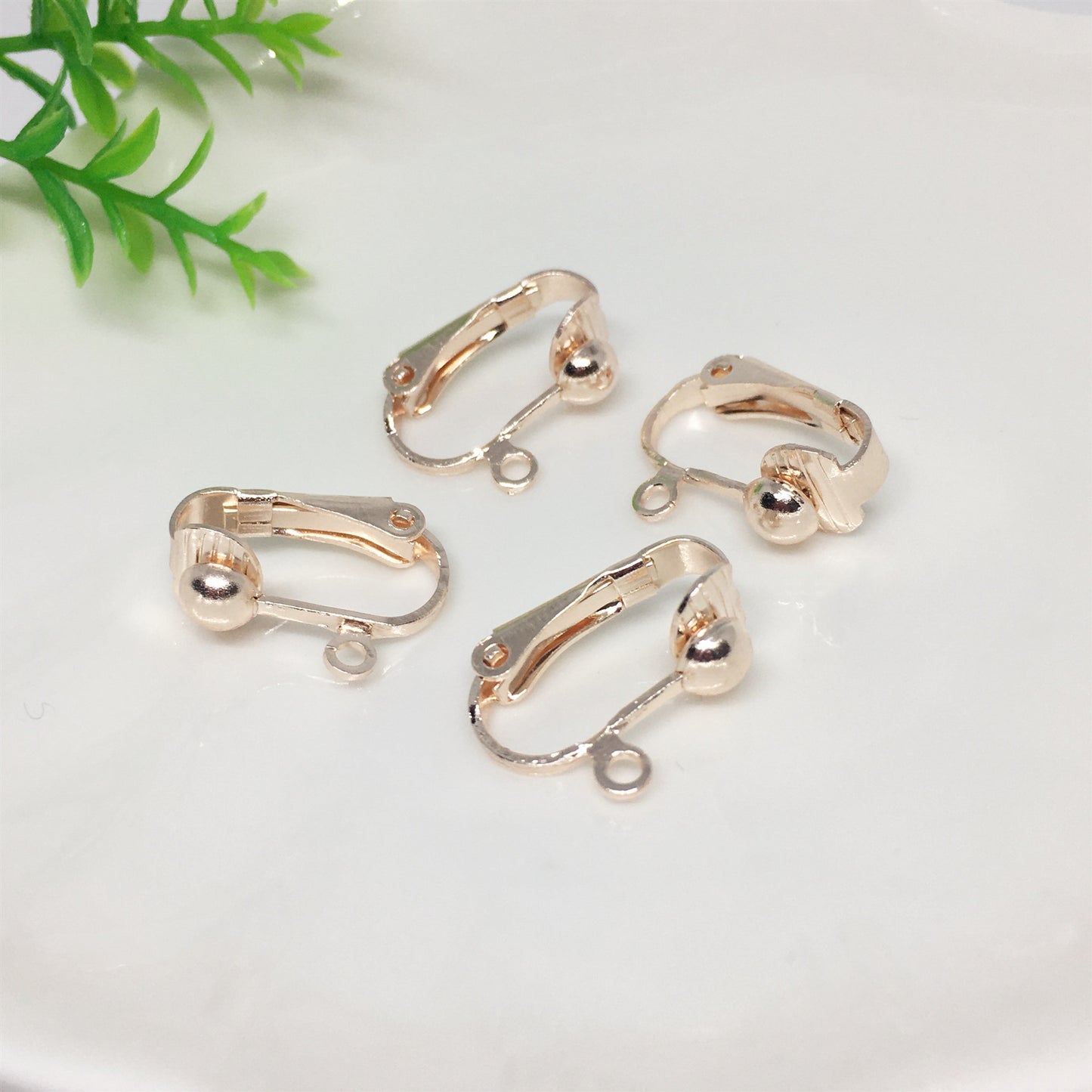 10PCS 14K Gold Filled D Style Clip-On Earring Converter Round Flat Findings Components Pads White Gold Rose Gold Clip-On Earrings Doki Decor Bead Rose Gold 