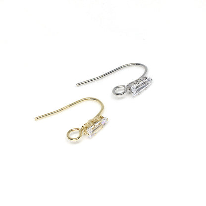 50PCS 14K Gold Filled Earring Hooks Square Zircon Rhinestone Diamond With Loop Fish Earwire White Gold Rose Gold Silver For Jewelry Making Earrings Hooks Doki Decor   