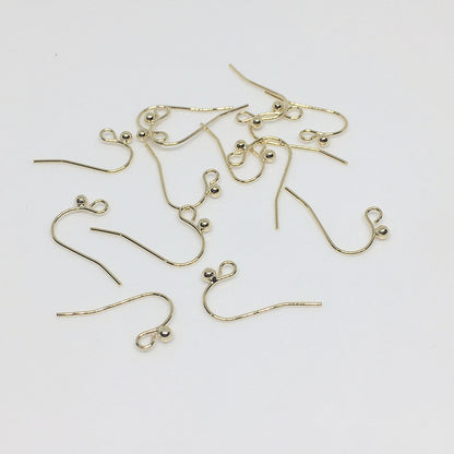 100PCS 14K Gold Filled Earring Hooks Ball With Loop Dangle Fish Earwire White Gold For Jewelry Making Earrings Hooks Doki Decor 14K Gold  