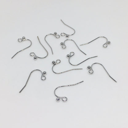 100PCS 14K Gold Filled Earring Hooks Ball With Loop Dangle Fish Earwire White Gold For Jewelry Making Earrings Hooks Doki Decor White Gold  