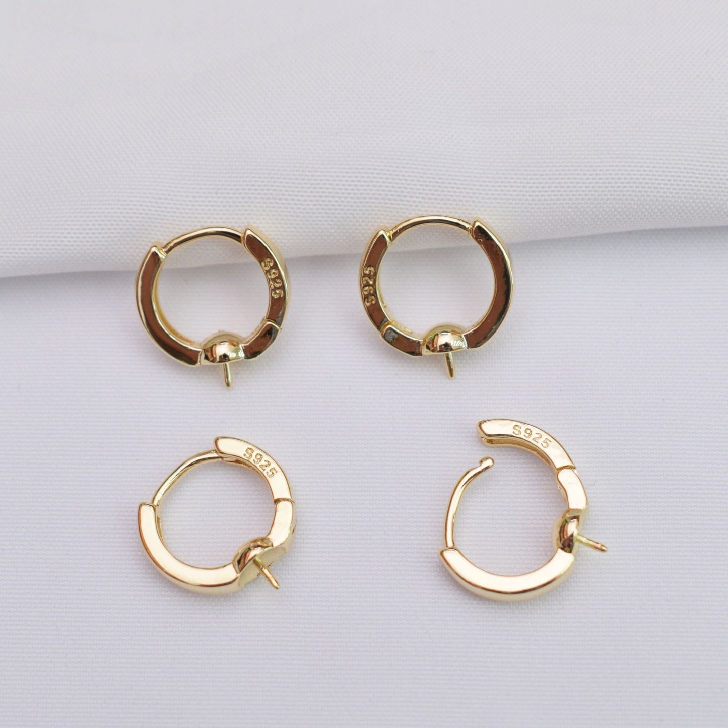 10PCS 14K Gold Filled Earring Hoops 925 Sterling Silver Pearl Tray Lever Back Beading Hoop Round For Jewelry Making Earrings Hoops Doki Decor 14K Gold  