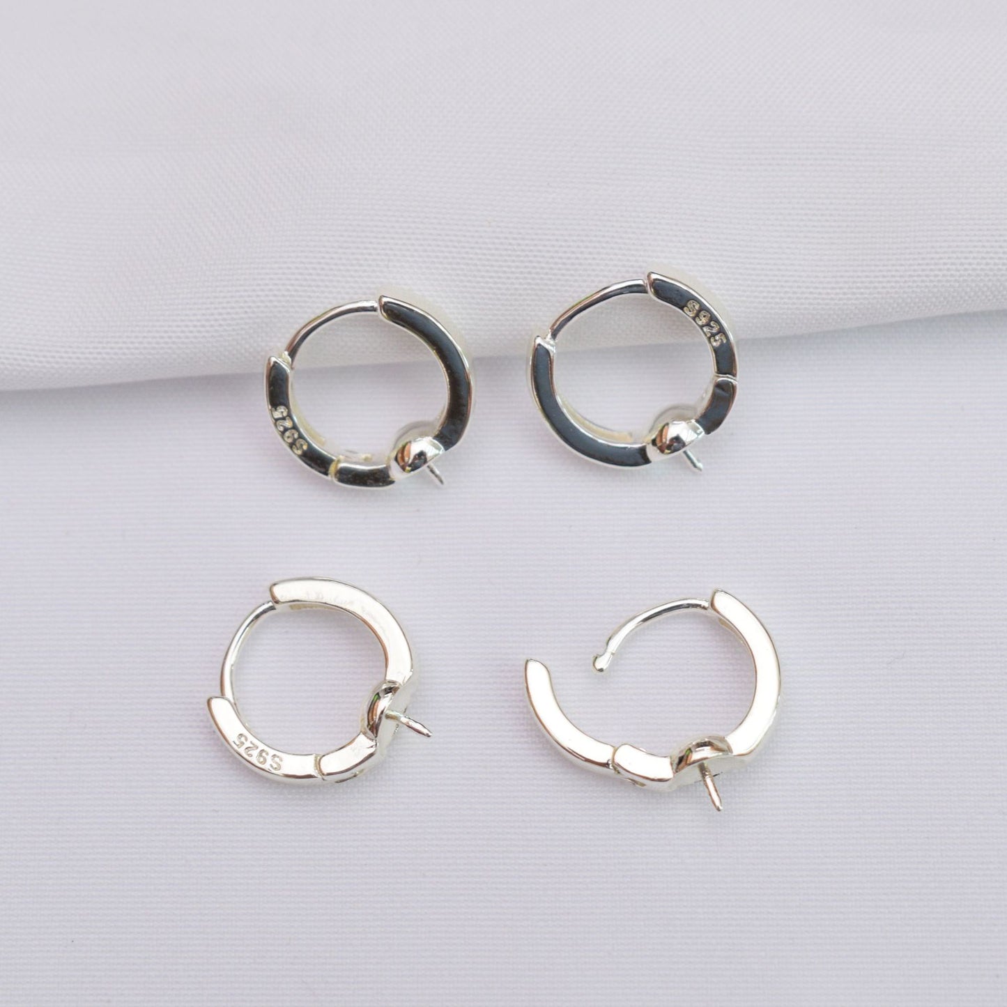 10PCS 14K Gold Filled Earring Hoops 925 Sterling Silver Pearl Tray Lever Back Beading Hoop Round For Jewelry Making Earrings Hoops Doki Decor Silver  