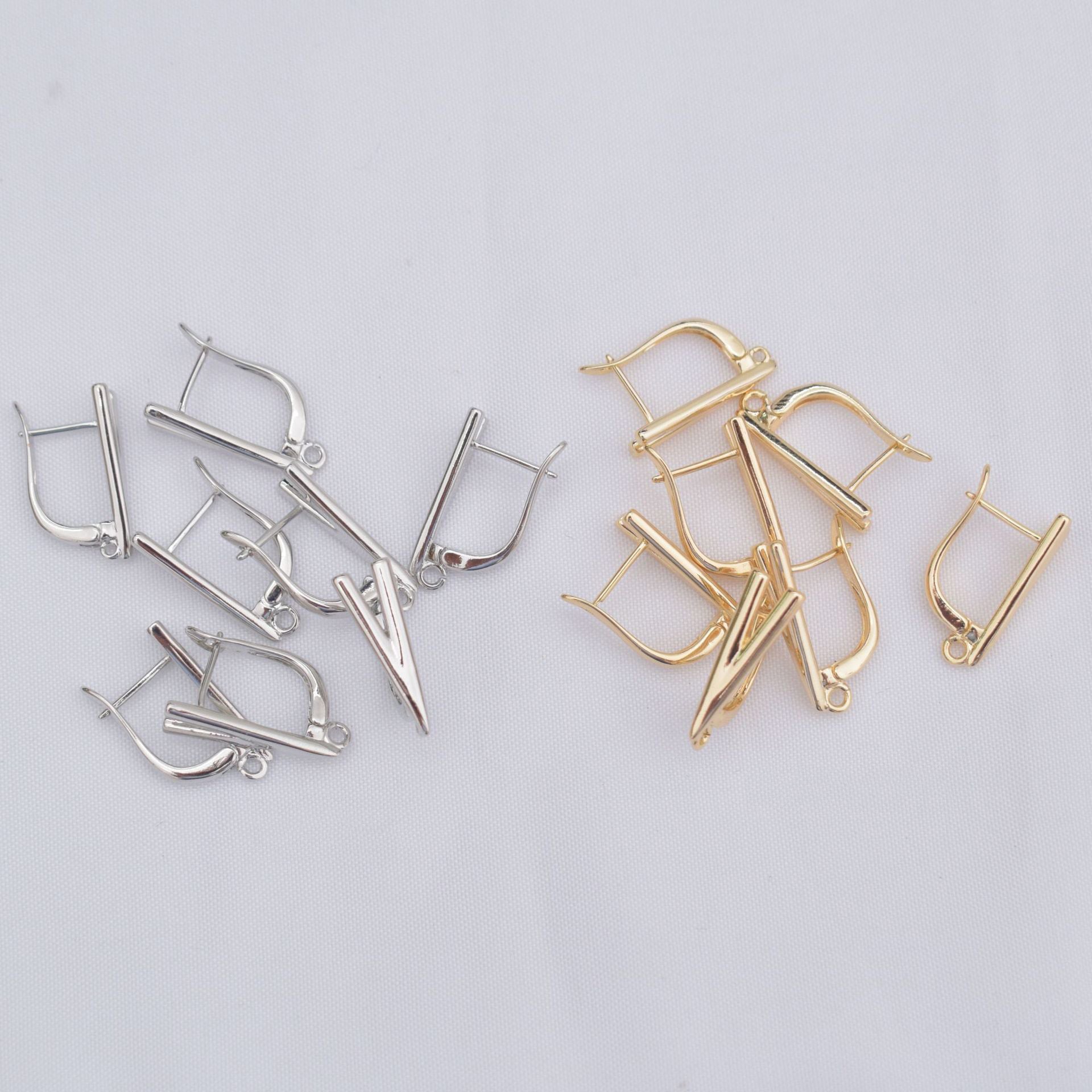 10PCS 14K Gold Filled Earring Hoops U Type With Loop Dangle Lever Back Beading Hoop White Gold For Jewelry Making Earrings Hoops Doki Decor   