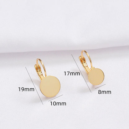 10PCS 14K Gold Filled Earring Hoops Flat Tray Round Lever Back Beading Hoop For Jewelry Making Earrings Hoops Doki Decor   