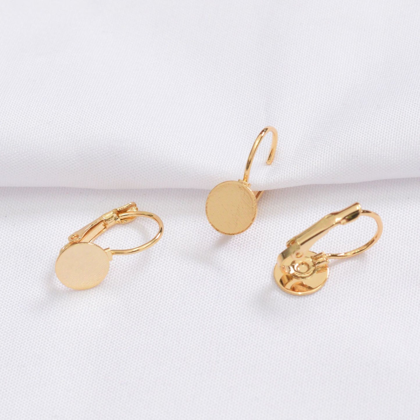 10PCS 14K Gold Filled Earring Hoops Flat Tray Round Lever Back Beading Hoop For Jewelry Making Earrings Hoops Doki Decor   