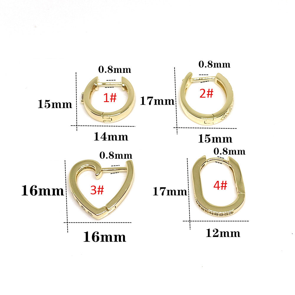 10PCS 14K Gold Filled Earring Hoops Heart Oval Circle Zircon Rhinestone Lever Back Round Beading Hoop For Jewelry Making Earrings Hoops Doki Decor   