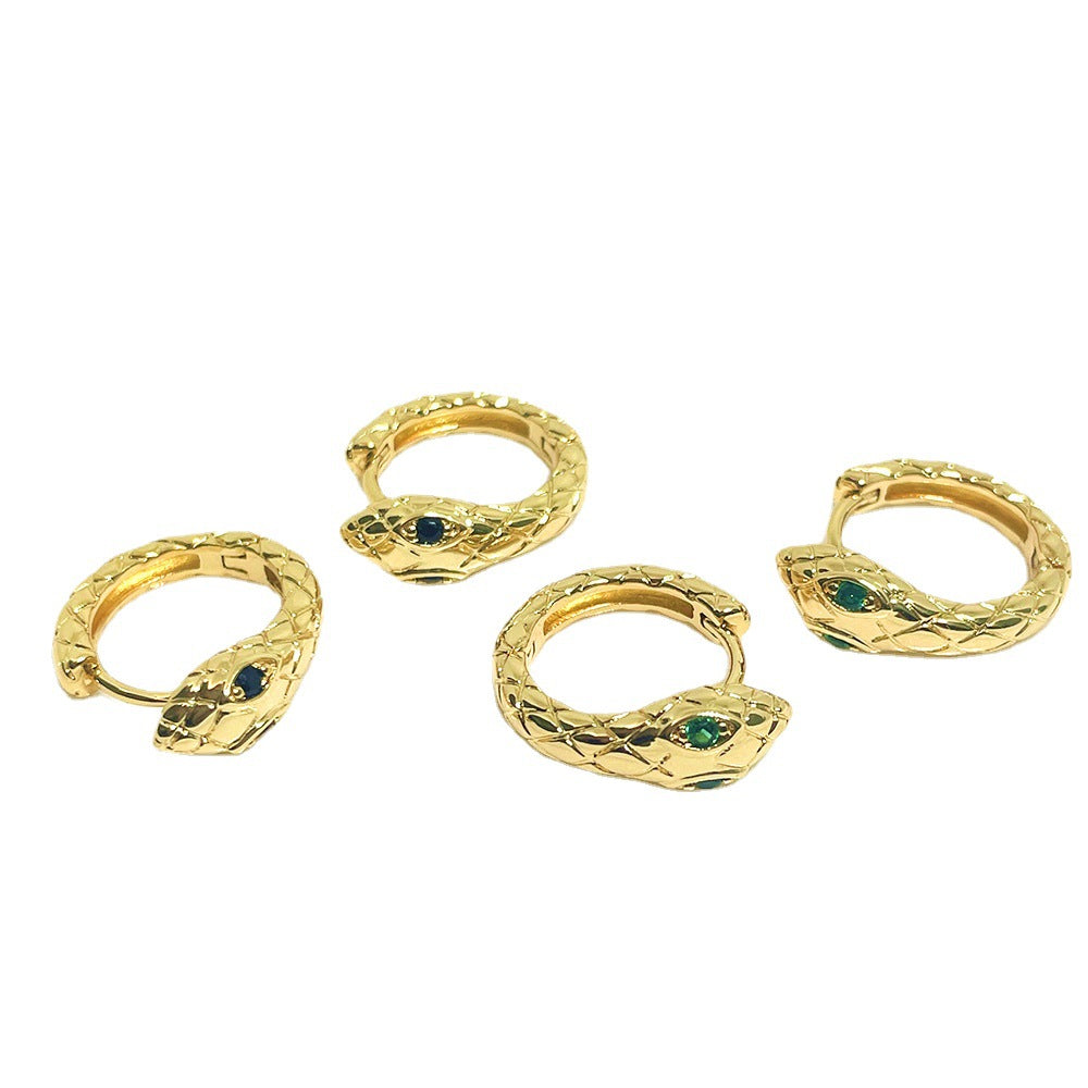 10PCS 14K Gold Filled Earring Hoops Snake Green Black Zircon Rhinestone Lever Back Round Beading Hoop For Jewelry Making Earrings Hoops Doki Decor   