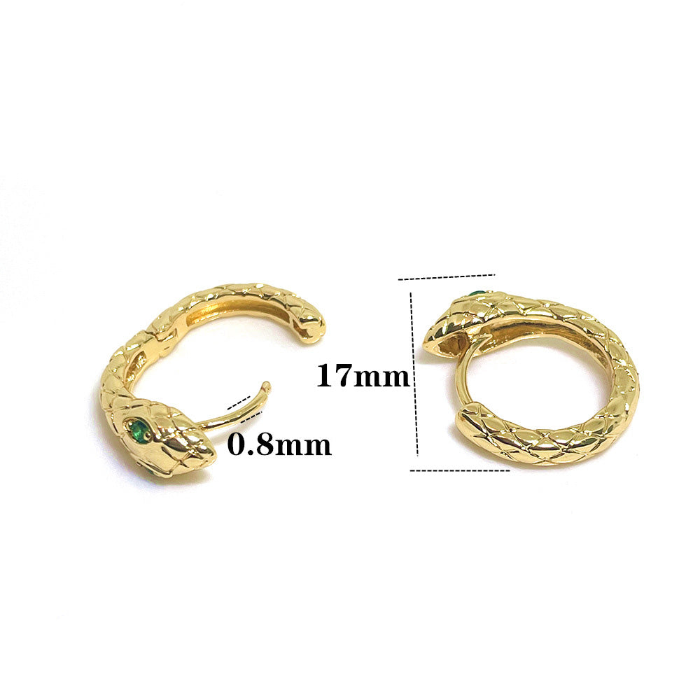 10PCS 14K Gold Filled Earring Hoops Snake Green Black Zircon Rhinestone Lever Back Round Beading Hoop For Jewelry Making Earrings Hoops Doki Decor   