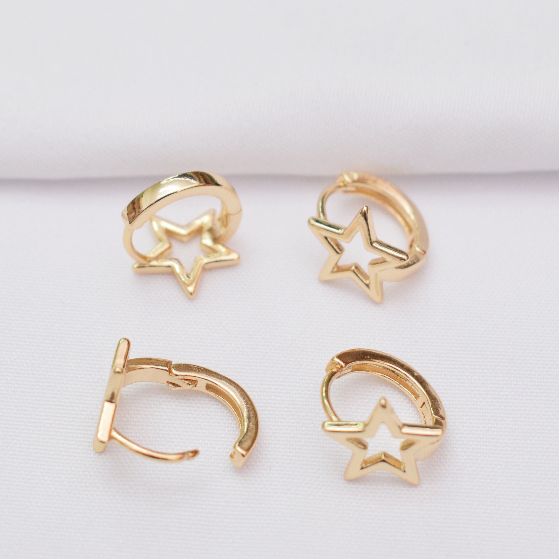 10PCS 14K Gold Filled Earring Hoops Star Twist Beads Lever Back Beading Hoop Round For Jewelry Making Earrings Hoops Doki Decor   