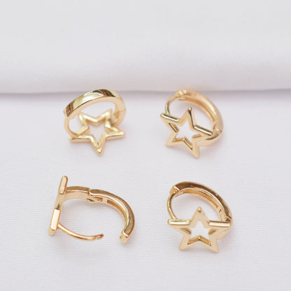 10PCS 14K Gold Filled Earring Hoops Star Twist Beads Lever Back Beading Hoop Round For Jewelry Making Earrings Hoops Doki Decor   