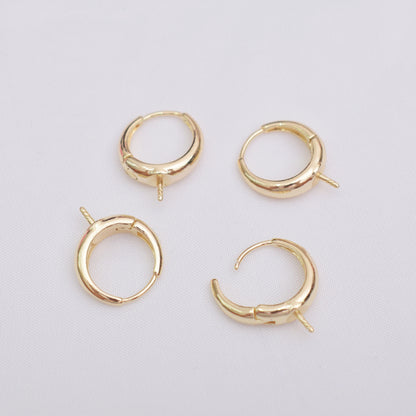 10PCS 14K Gold Filled Earring Hoops Pearl Tray Thick Lever Back Beading Hoop White Gold For Jewelry Making Earrings Hoops Doki Decor 14K Gold  