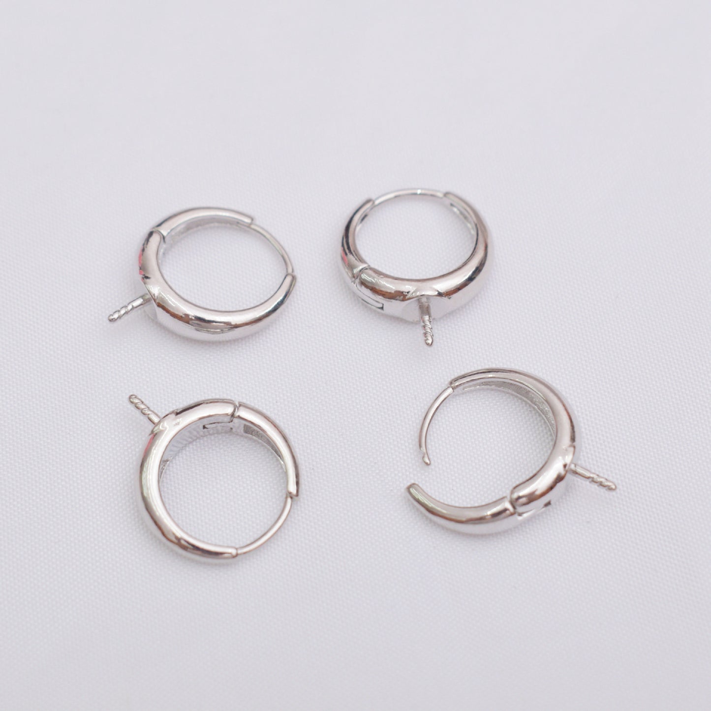 10PCS 14K Gold Filled Earring Hoops Pearl Tray Thick Lever Back Beading Hoop White Gold For Jewelry Making Earrings Hoops Doki Decor White Gold  