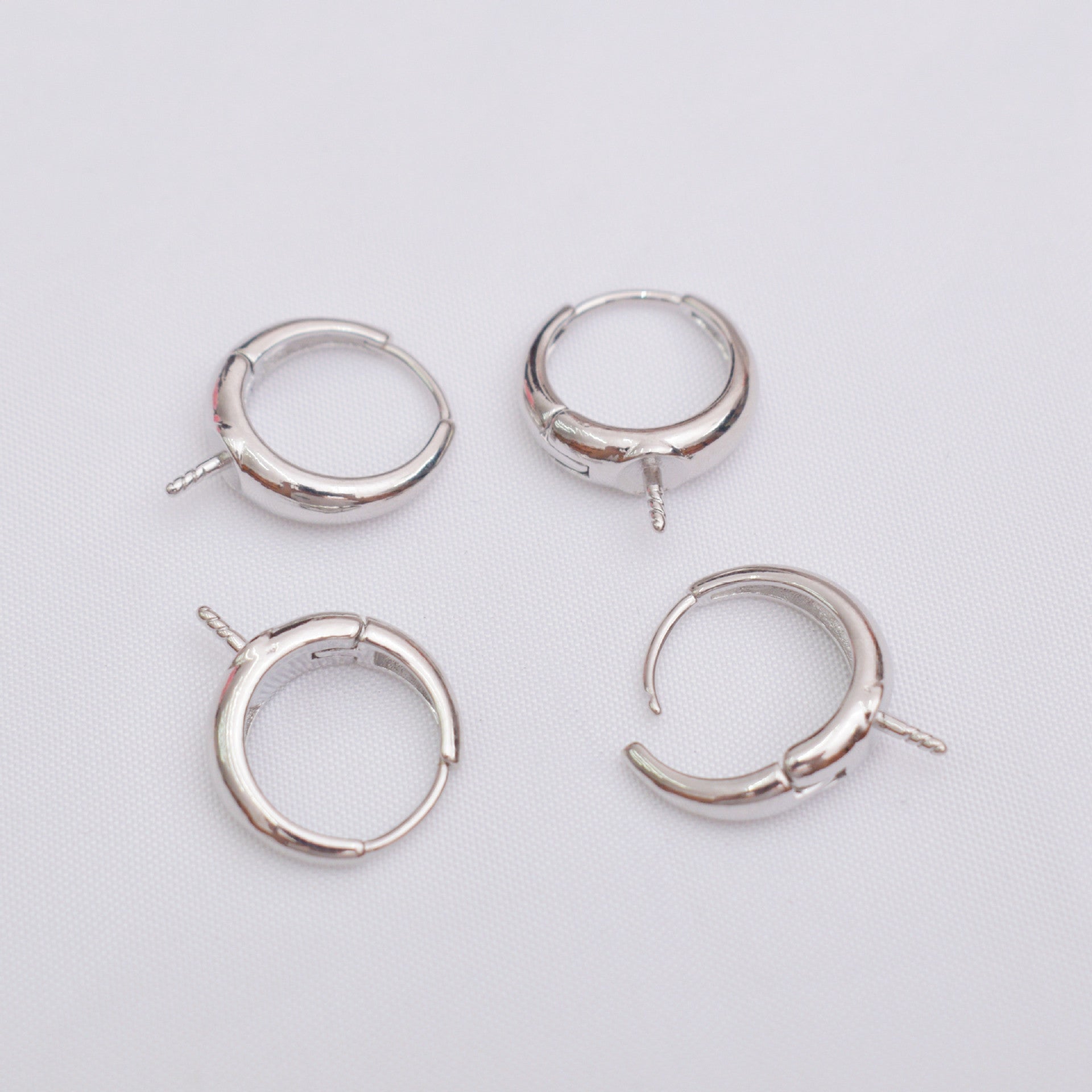 10PCS 14K Gold Filled Earring Hoops Pearl Tray Thick Lever Back Beading Hoop White Gold For Jewelry Making Earrings Hoops Doki Decor White Gold  