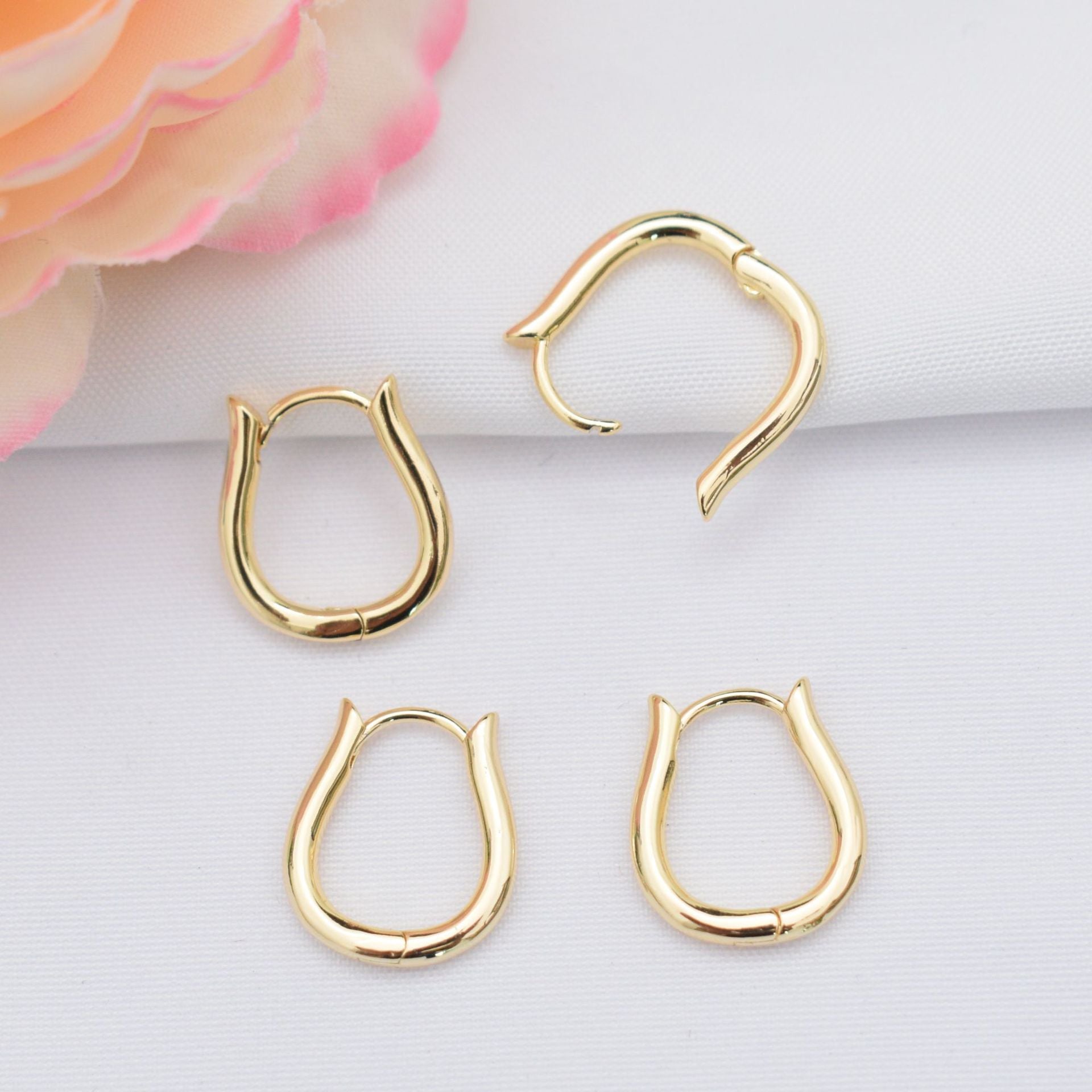 10PCS 14K Gold Filled Earring Hoops Oval U Type Lever Back Beading Hoop White Gold For Jewelry Making Earrings Hoops Doki Decor   