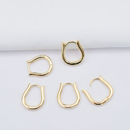 10PCS 14K Gold Filled Earring Hoops Oval U Type Lever Back Beading Hoop White Gold For Jewelry Making Earrings Hoops Doki Decor 14K Gold  