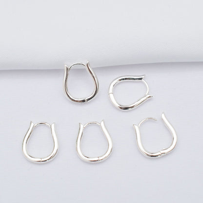 10PCS 14K Gold Filled Earring Hoops Oval U Type Lever Back Beading Hoop White Gold For Jewelry Making Earrings Hoops Doki Decor White Gold  