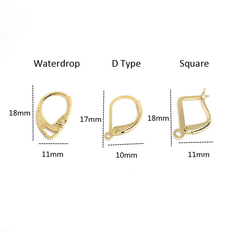 10PCS 14K Gold Filled Earring Hoops Waterdrop D Type Square With Loop Dangle Lever Back Beading Hoop For Jewelry Making Earrings Hoops Doki Decor   