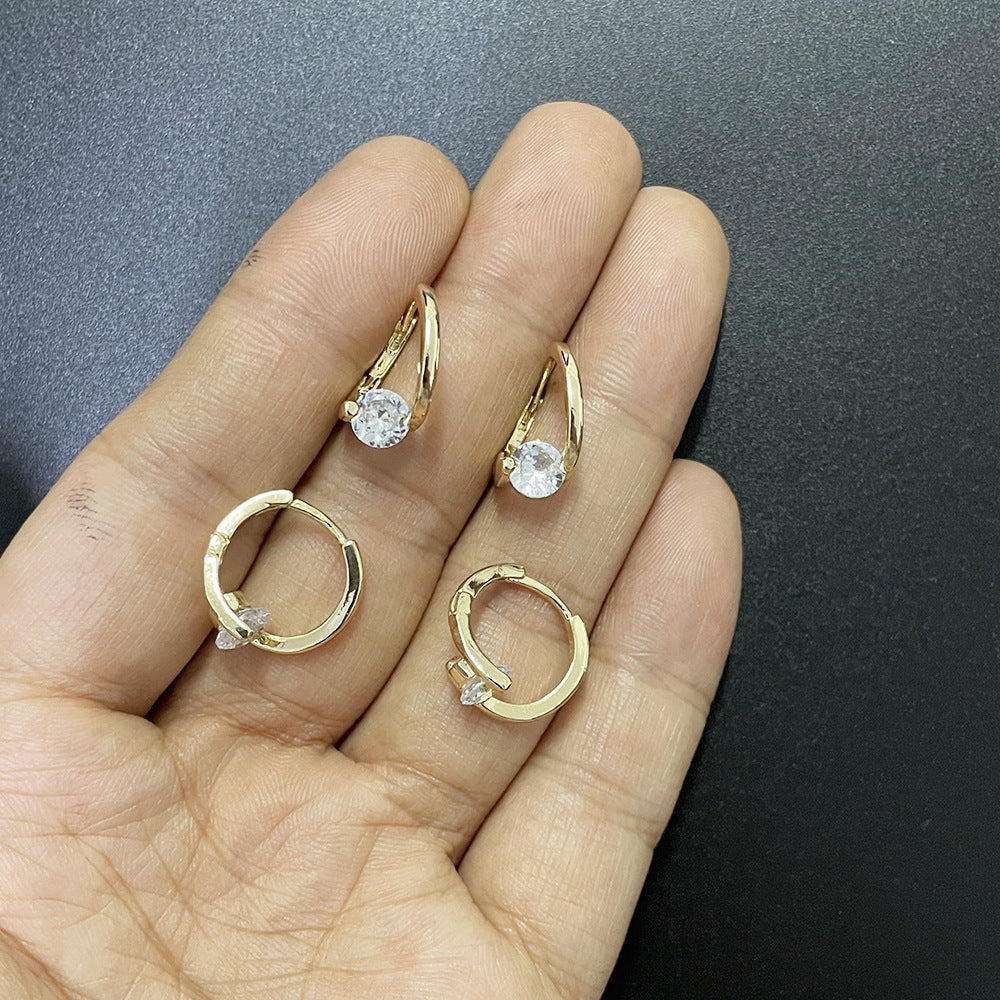 10PCS 14K Gold Filled Earring Hoops With Zircon Rhinestone Round Lever Back Beading Hoop For Jewelry Making Earrings Hoops Doki Decor   