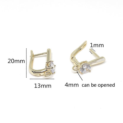 10PCS 14K Gold Filled Earring Hoops With Zircon Rhinestone U Type Round Lever Back Beading Hoop White Gold For Jewelry Making Earrings Hoops Doki Decor   