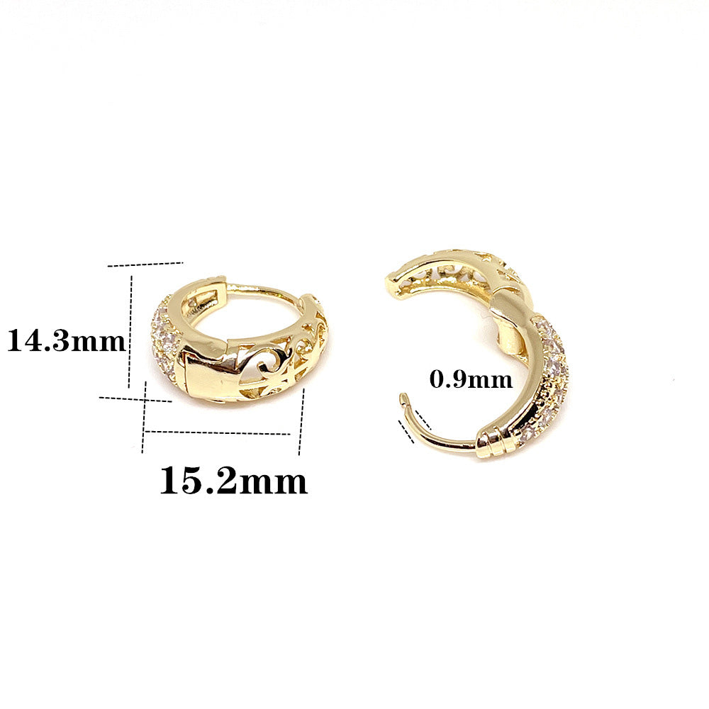 10PCS 14K Gold Filled Earring Hoops With Zircon Rhinestone Wide Round Lever Back Beading Hoop White Gold For Jewelry Making Earrings Hoops Doki Decor   