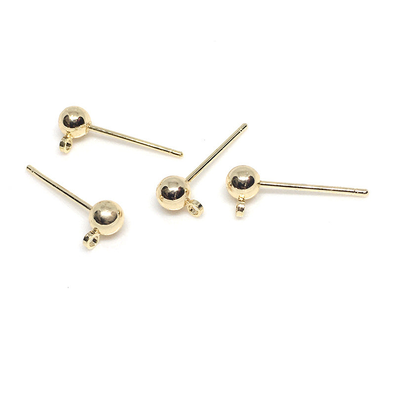 50PCS 18K Gold Filled Earrings Studs Ball Bead With Loop 3mm 4mm 5mm White Gold Rose Gold Earring Posts Blank Jewelry Accessories Earrings Studs Doki Decor   