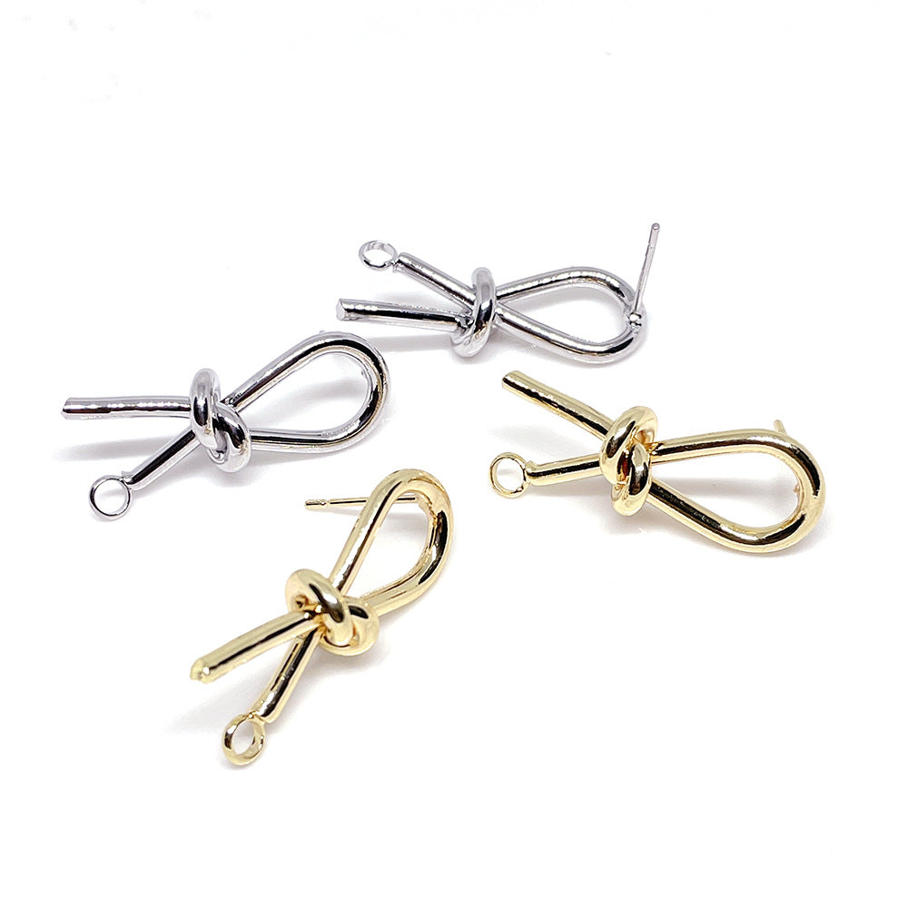 10PCS 14K Gold Filled Earrings Studs Bow Rope Tie With Loop White Gold Stainless Steel Earring Posts Blank For Jewelry Supplies Earrings Studs Doki Decor   