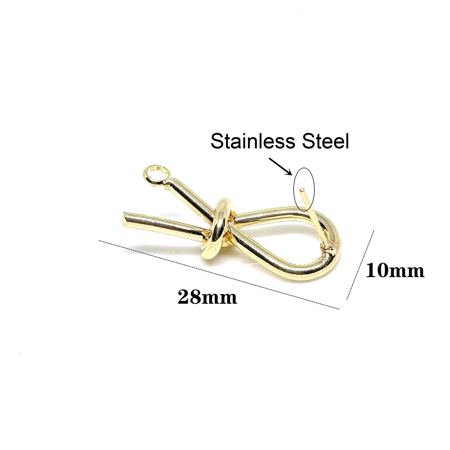 10PCS 14K Gold Filled Earrings Studs Bow Rope Tie With Loop White Gold Stainless Steel Earring Posts Blank For Jewelry Supplies Earrings Studs Doki Decor   