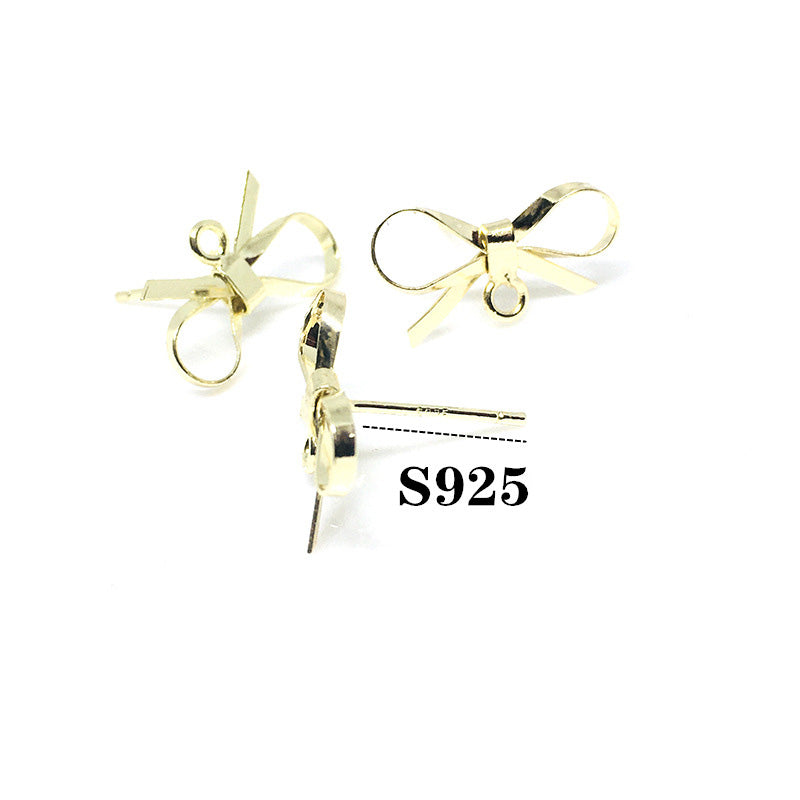 20PCS 14K Gold Filled S925 Earrings Studs Bow Tie With Loop White Gold Earring Posts Blank Jewelry Components Earrings Studs Doki Decor   