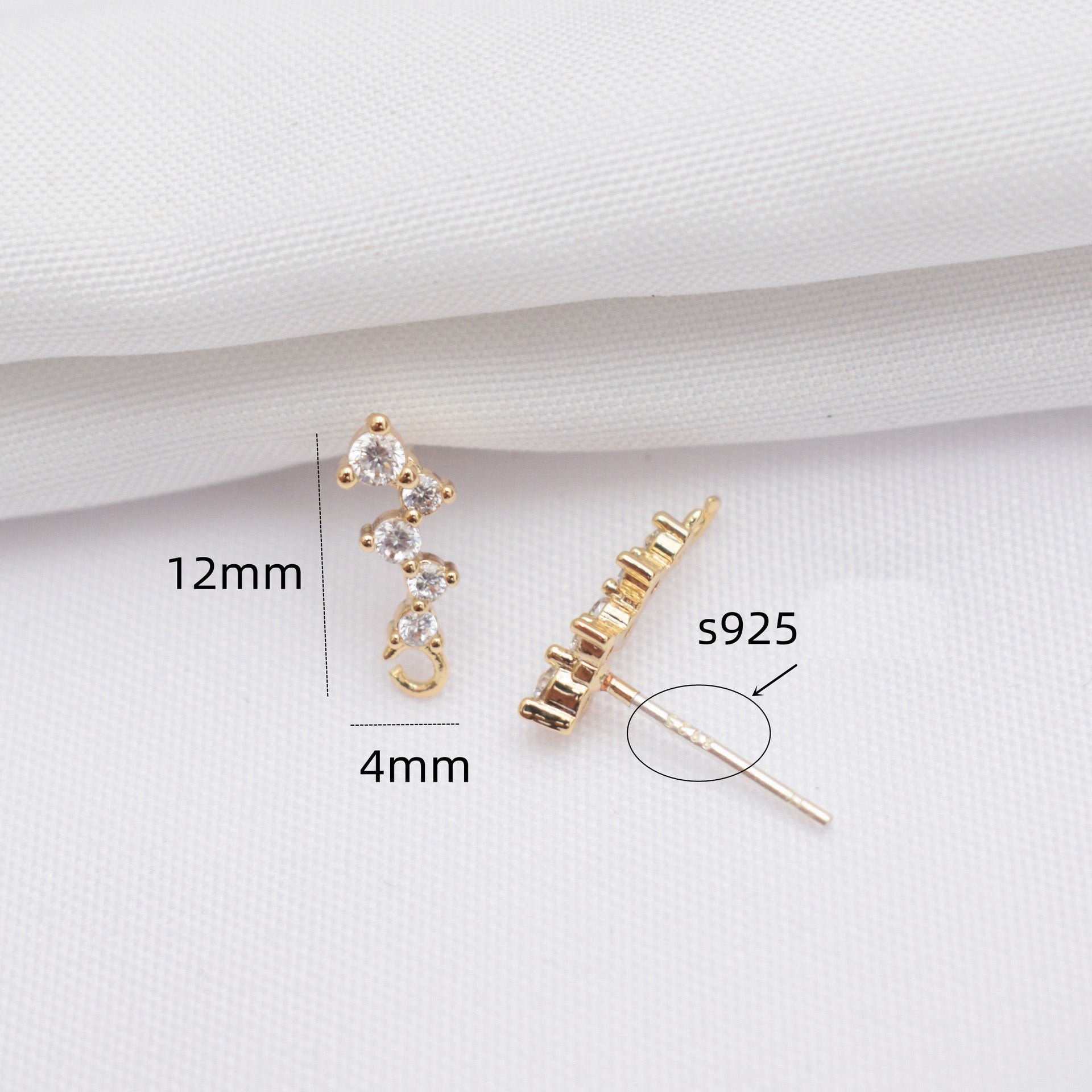 5 Pairs 14K Gold Filled 925 Sterling Silver Earring Studs Dangle Drop Zircon Rhinestone With Loop Earring Posts Blank For Jewelry Supplies Earrings Studs Doki Decor   