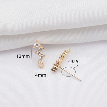 5 Pairs 14K Gold Filled 925 Sterling Silver Earring Studs Dangle Drop Zircon Rhinestone With Loop Earring Posts Blank For Jewelry Supplies Earrings Studs Doki Decor   