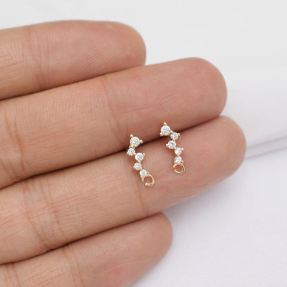 5 Pairs 14K Gold Filled 925 Sterling Silver Earring Studs Dangle Drop Zircon Rhinestone With Loop Earring Posts Blank For Jewelry Supplies Earrings Studs Doki Decor   