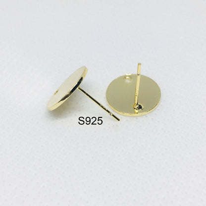 20PCS 14K Gold Filled S925 Earrings Studs Flat Tray Round Circle 8mm 10mm 12mm With Hole Dangle Earring Posts Blank For Jewelry Supplies Earrings Studs Doki Decor   