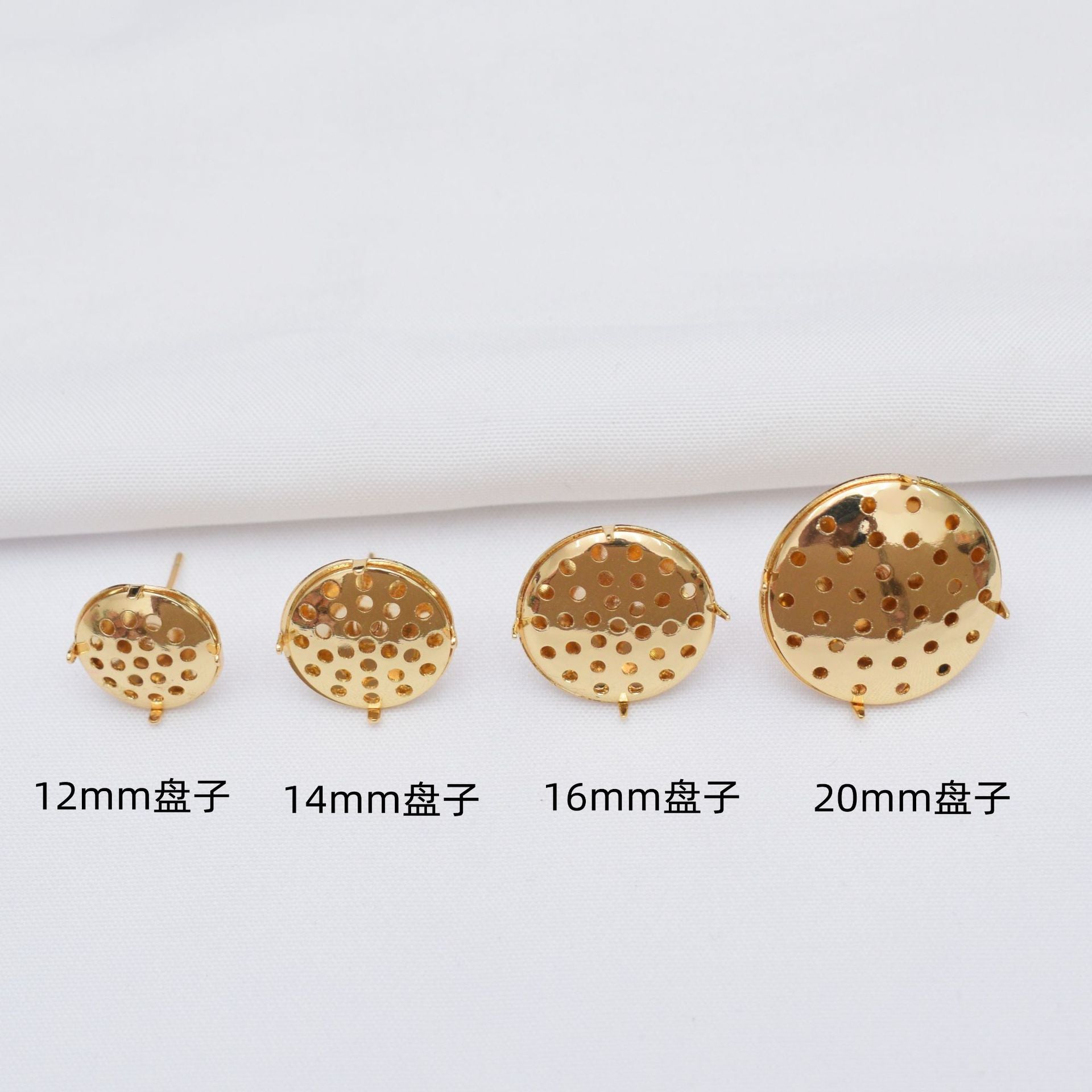 10PCS 14K Gold Filled Earrings Studs Flat Round Tray Multiple Holes White Gold Earring Posts Blank Jewelry Findings Earrings Studs Doki Decor   