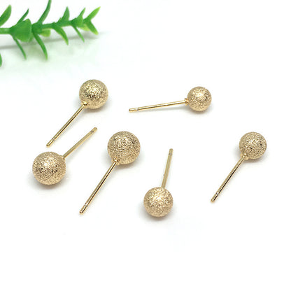 10PCS 14K Gold Filled Earring Studs Frosting Bead Ball 5mm 6mm White Gold Earring Posts Blank For Jewelry Supplies Earrings Studs Doki Decor   