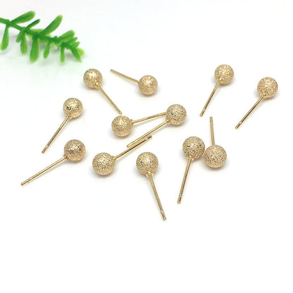 10PCS 14K Gold Filled Earring Studs Frosting Bead Ball 5mm 6mm White Gold Earring Posts Blank For Jewelry Supplies Earrings Studs Doki Decor   