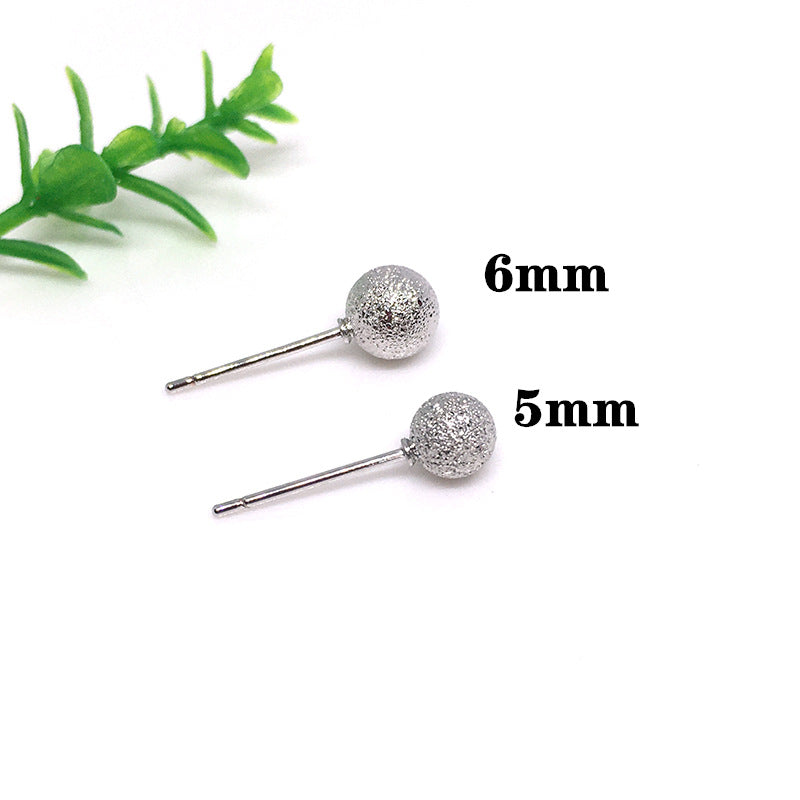 10PCS 14K Gold Filled Earring Studs Frosting Bead Ball 5mm 6mm White Gold Earring Posts Blank For Jewelry Supplies Earrings Studs Doki Decor   