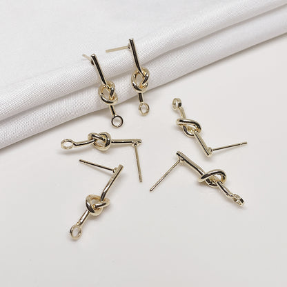 10PCS 14K Gold Filled Earring Studs Rectangle Rope Tie With Loop White Gold Earring Posts Blank For Jewelry Supplies Earrings Studs Doki Decor Rope Tie 14K Gold 