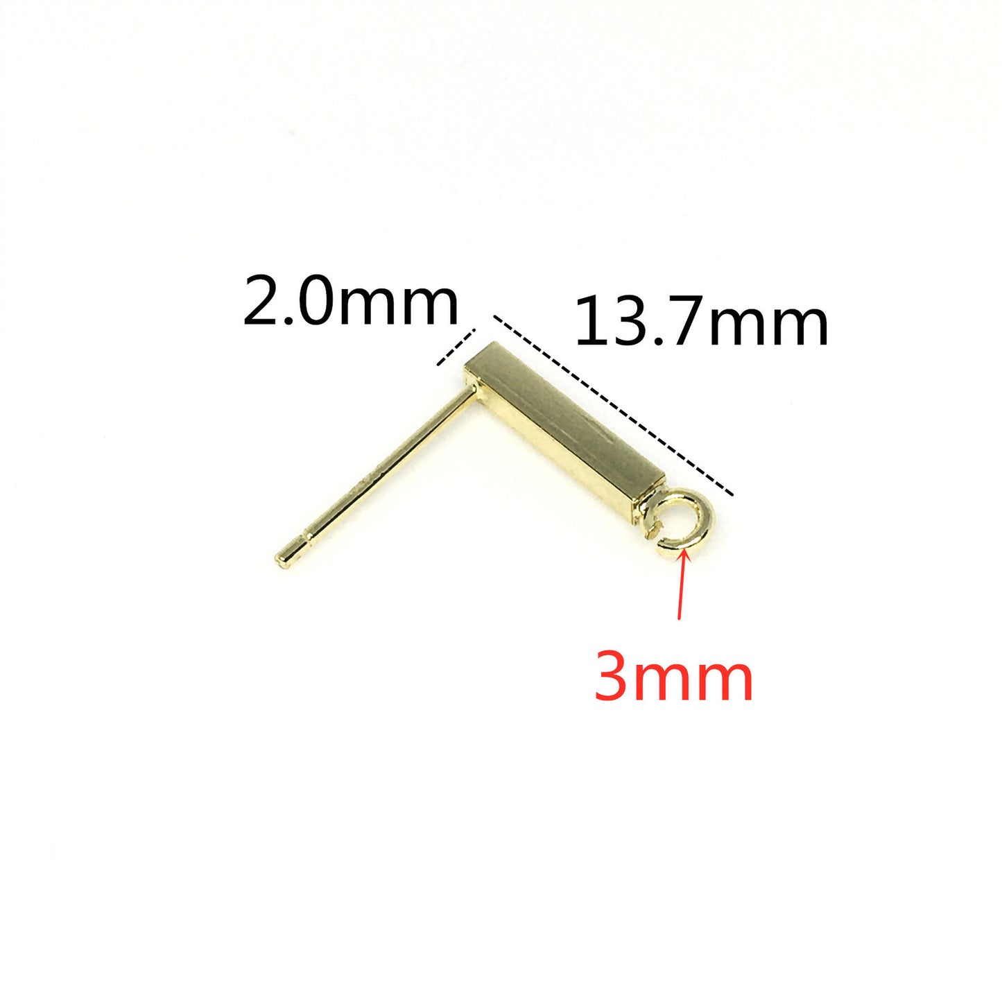 20PCS 14K Gold Filled Earring Studs Rectangle With Loop White Gold Earring Posts Blank For Jewelry Supplies Earrings Studs Doki Decor   