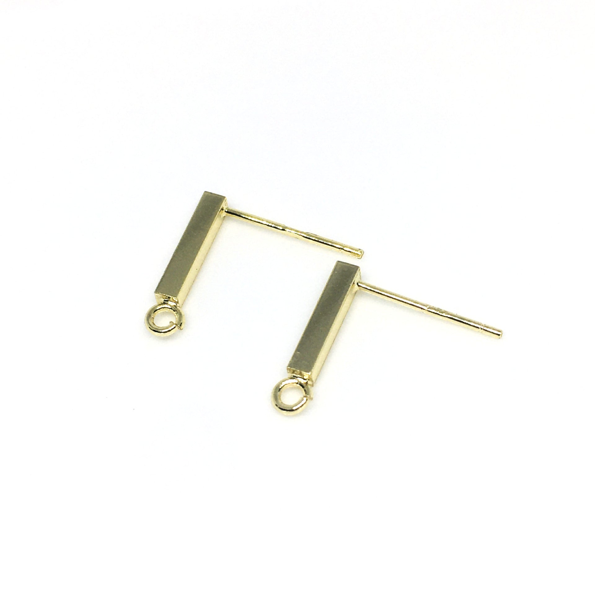 20PCS 14K Gold Filled Earring Studs Rectangle With Loop White Gold Earring Posts Blank For Jewelry Supplies Earrings Studs Doki Decor   