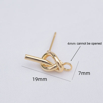 10PCS 14K Gold Filled Earrings Studs Rope Tie With Loop White Gold Earring Posts Blank For Jewelry Supplies Earrings Studs Doki Decor   