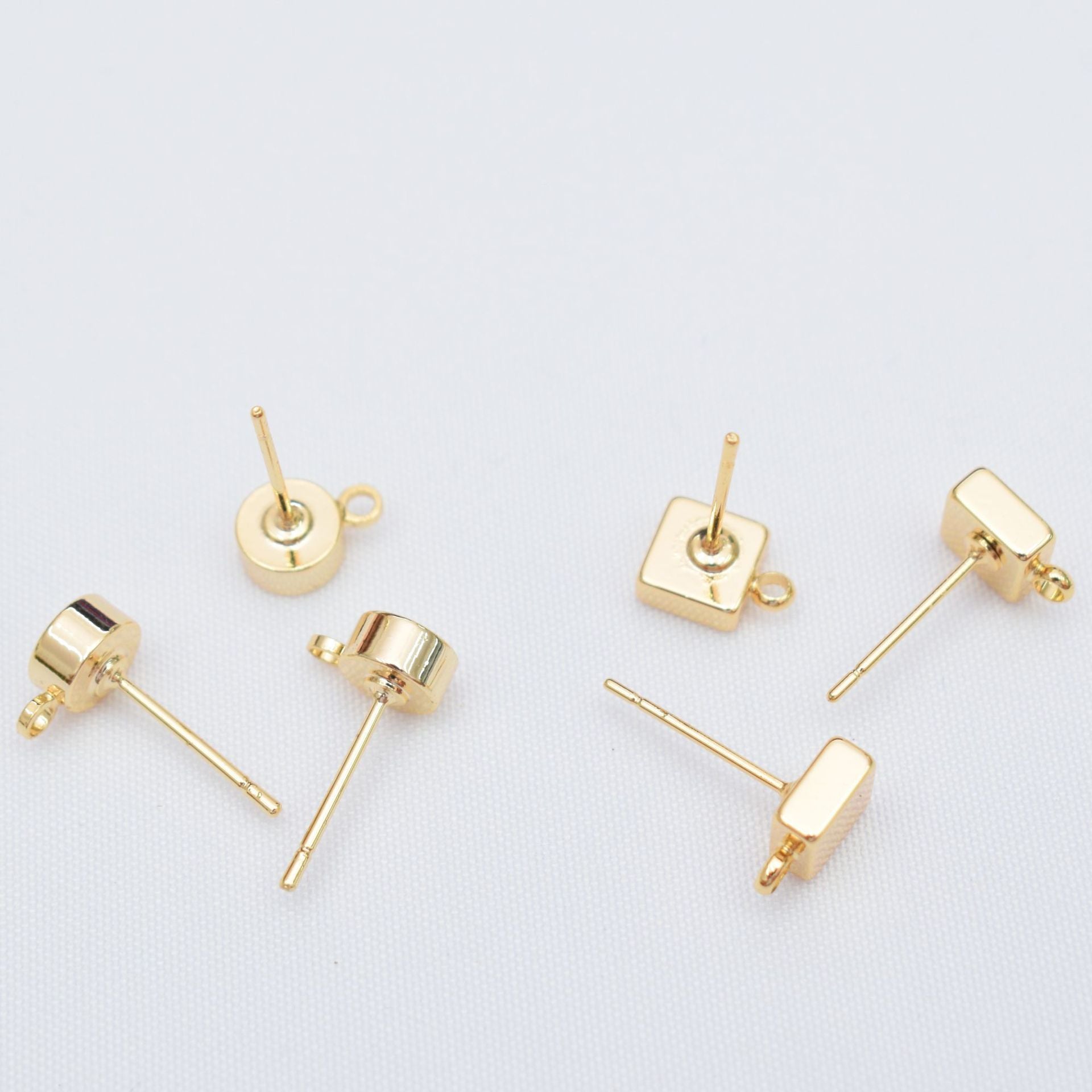 50PCS 14K Gold Filled Earrings Studs Round Square Star Semicircle With Loop White Gold Earring Posts Blank Jewelry Findings Earrings Studs Doki Decor   