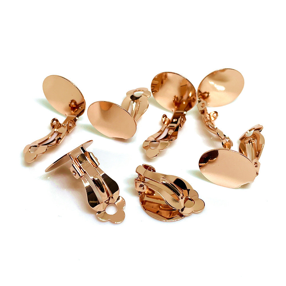 10PCS 14K Gold Filled Clip-On Earring Converter Findings Components Flat Earring Pads 12mm 15mm 16mm 18mm Clip-On Earrings Doki Decor Rose Gold 12mm 