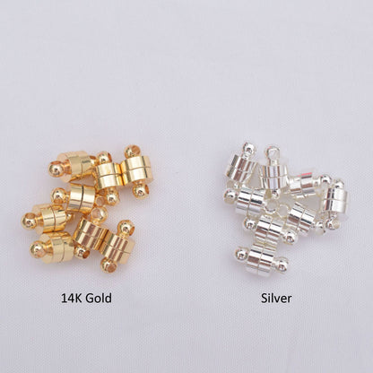 10PCS 14K Gold Filled Magnet Clasps Ball Cylinder With Loop White Gold Silver For Jewelry Making Finding Kits Repair Clasps Doki Decor   