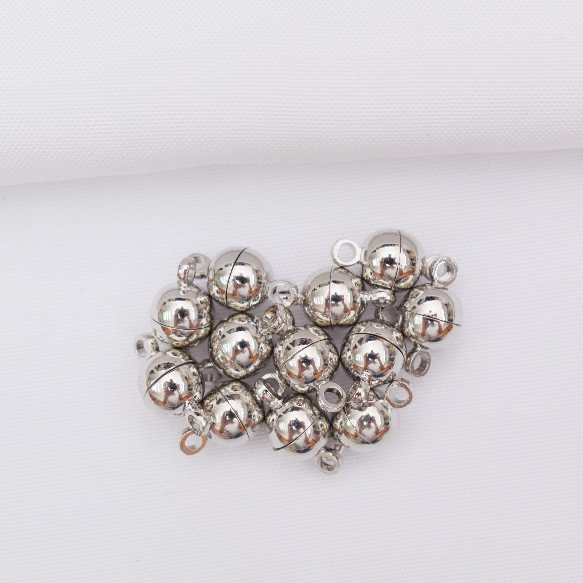 10PCS 14K Gold Filled Magnet Clasps Ball Cylinder With Loop White Gold Silver For Jewelry Making Finding Kits Repair Clasps Doki Decor Ball# 6mm White Gold 