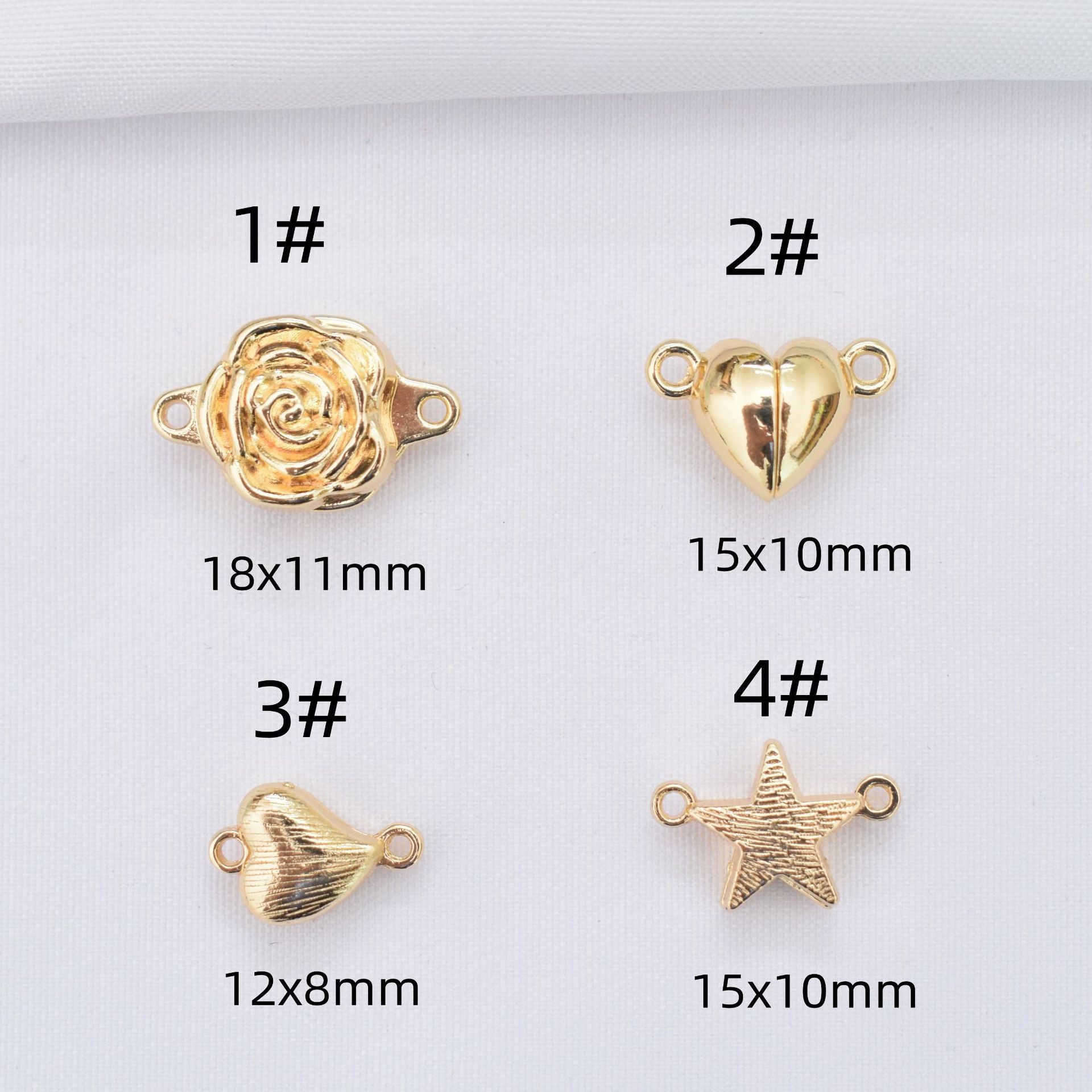 10PCS 14K Gold Filled Magnet Clasps Heart Rose Star White Gold Silver For Jewelry Making Finding Kits Repair Clasps Doki Decor   