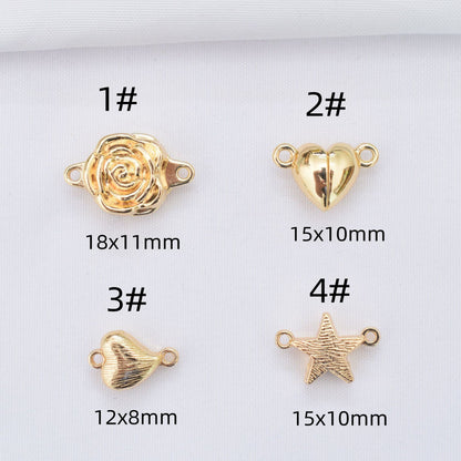 10PCS 14K Gold Filled Magnet Clasps Heart Rose Star White Gold Silver For Jewelry Making Finding Kits Repair Clasps Doki Decor   