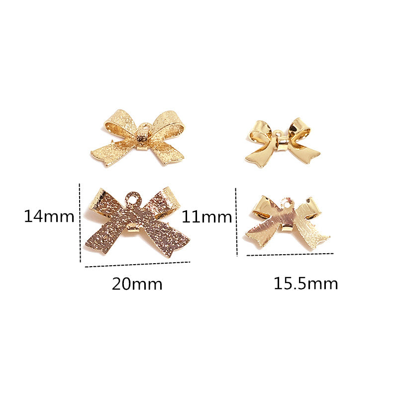 50PCS 14K Gold Filled Pendants Bow Tie White Gold Frosted Charms Jewelry Making Findings Supplies Pendants Doki Decor   