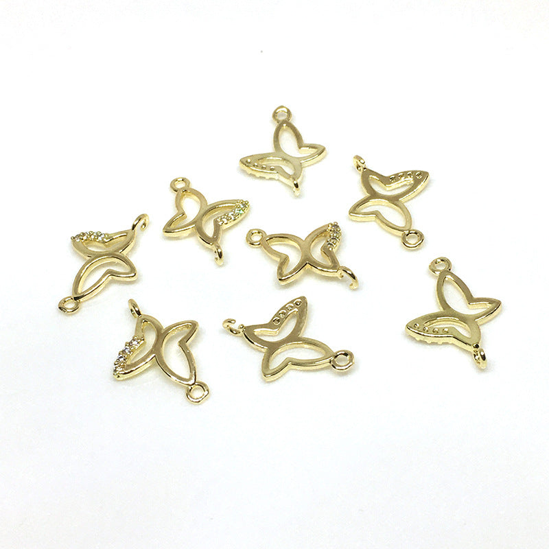 10PCS 14K Gold Filled Pendants Butterfly Rhinestone Hollow Charms Jewelry Making Findings Supplies Pendants Doki Decor   